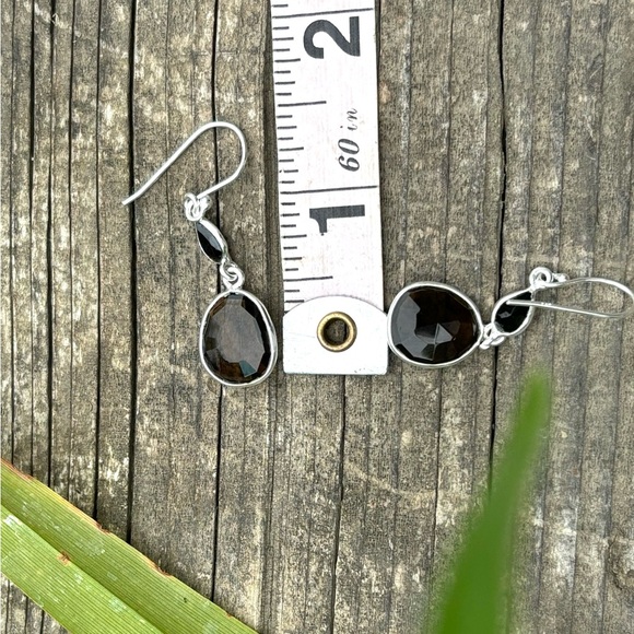 Smoky Quartz & Onyx Earrings - Picture 14 of 14